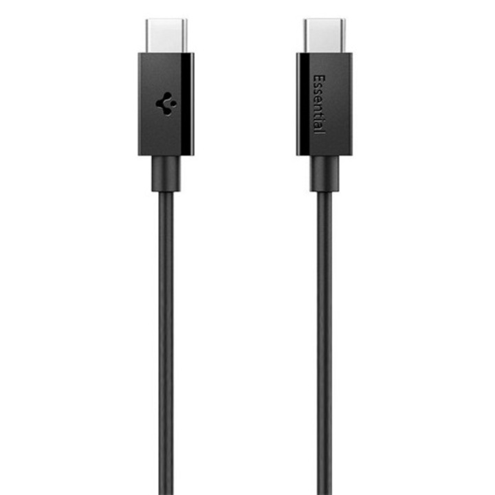 Spigen essential eb6020cc adatkábel, type-c - type-c, 60w, pd gyorstöltő, 200cm, fekete