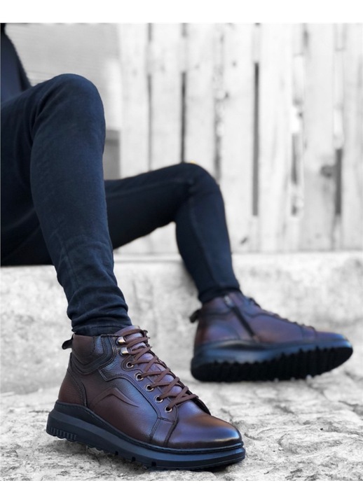 Férfi csizmák, Valódi bőr, Base, 365063, Sötétbarna