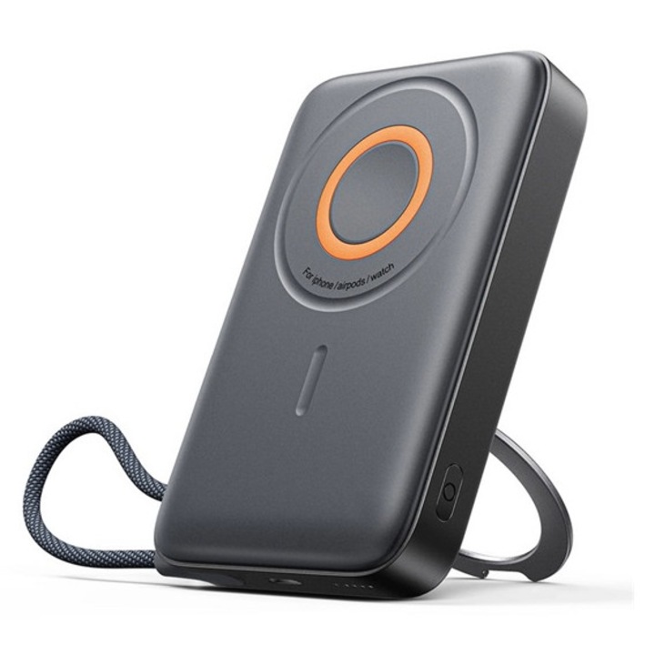 Joyroom vésztöltő type-c aljzat, 10000mah, 22.5w, gyorstöltő, led jelzés, kitámasztó + fix type-c kábel, fekete