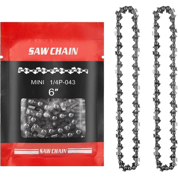 Set 2 Lanturi pentru Fierastrau Electric Mini 6 Inch, 37 zale, 1/4", Lungime Taiere 15cm, Otel