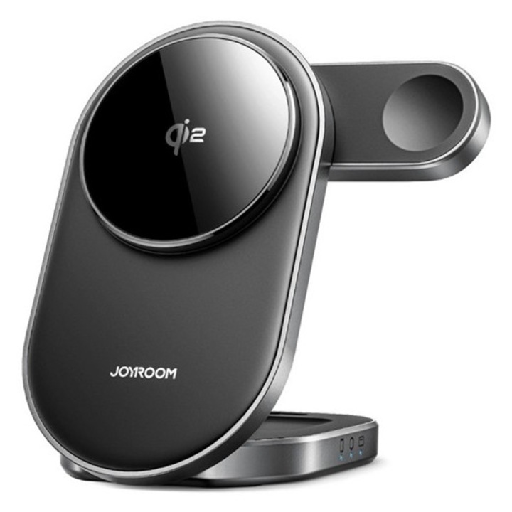 Joyroom jr-w17 asztali töltőállvány 3in1, 15w, gyorstöltő, wireless, magsafe, airpods, apple watch töltő, fekete