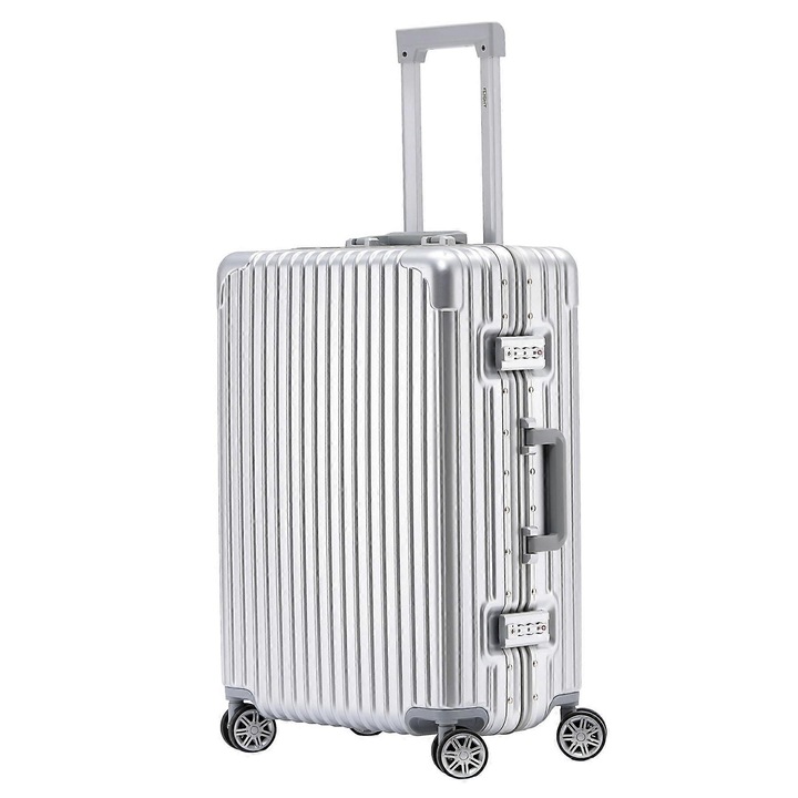 Set de 3 trolere, dimensiuni 21" (55x35x20cm), 26" (65x43x25cm), 30" (75x50x30cm), culoare argintie, carcasa din ABS