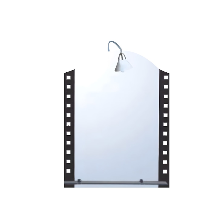 Oglinda baie RO-7062, cu iluminare si etajera, 60x80 cm, negru