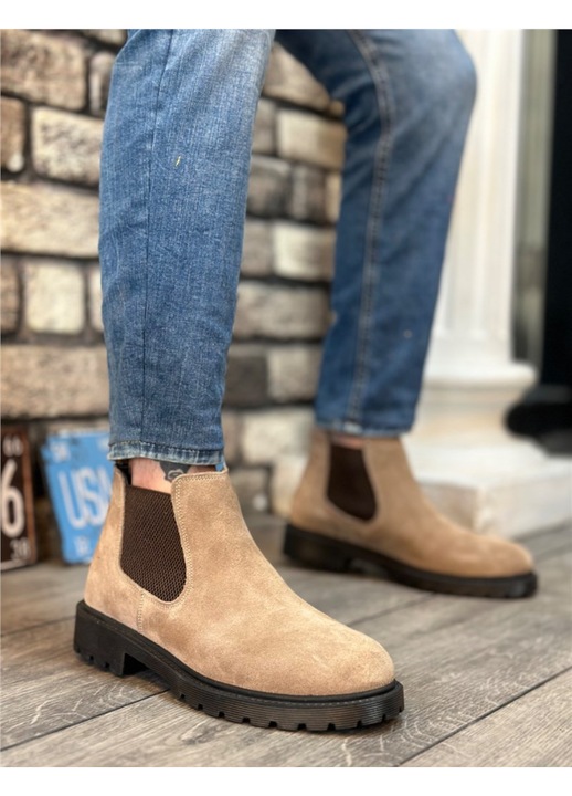 Férfi csizma, Velúr, Base, 406429, Krémszínű, 41