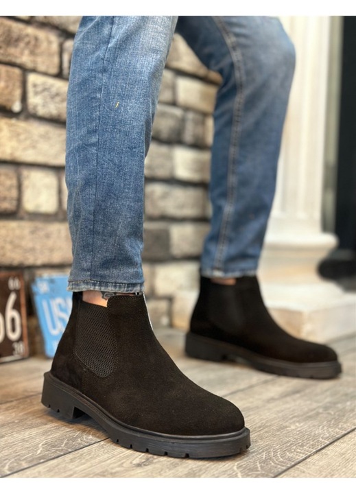 Férfi csizmák, Velúr, Base, 406431, Fekete