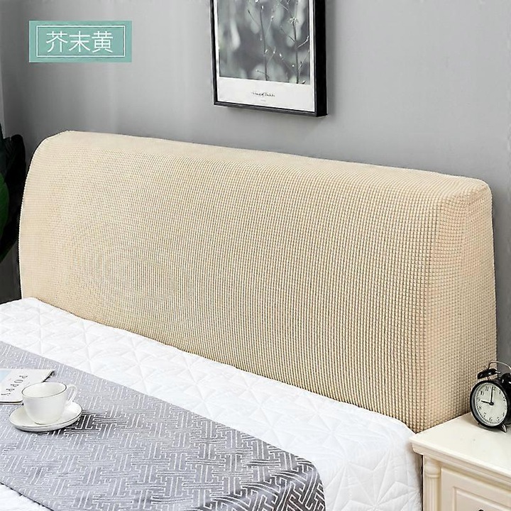Husa pentru tablie pat, elastica, bej, 120cm, set de protectie decorativa
