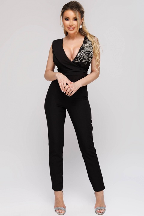 Salopeta neagra cu broderie argintie, SL 1178