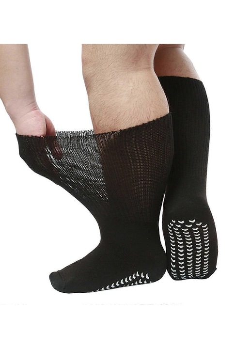 Sosete extra late pentru picioare umflate, negru, 1 pereche, confortabile, cu amortizare suplimentara