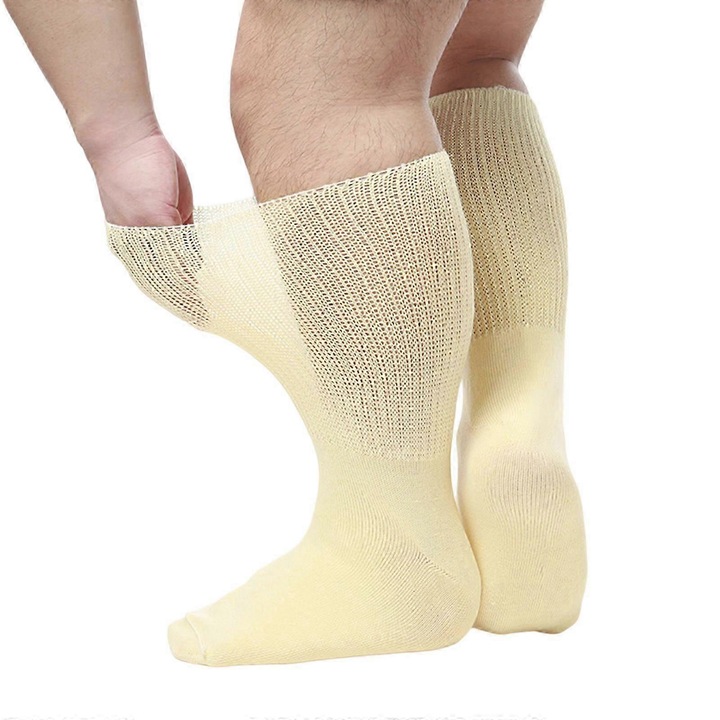 Sosete extra late pentru picioare umflate, bej, 1 pereche, confortabile, fara presiune