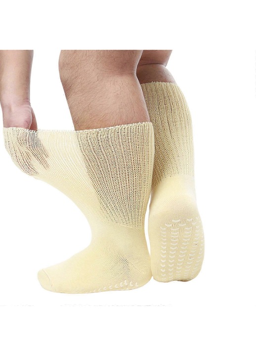 Изключително широки чорапи за подути крака, бежови, комплект от 1 чифт