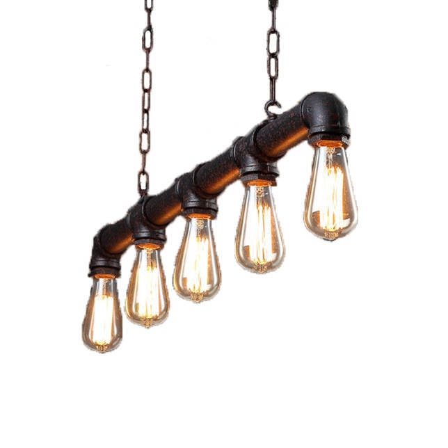 Lustra din teava neagra cu lant Chain Pipe Chandelier