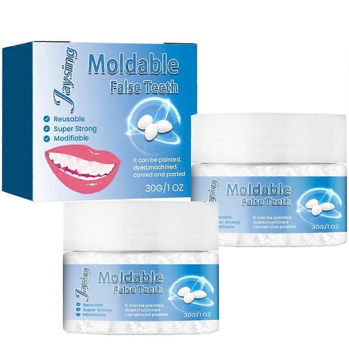 Kit de umplere dentara, 2 bucati, alb, rezin, pentru repararea dintilor