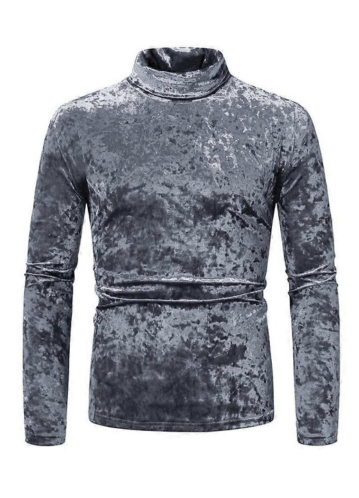 Bluza pentru barbati, guler inalt, croiala slim, poliester, gri, XL INTL