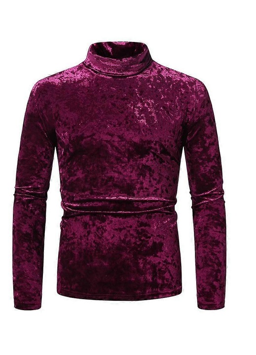 Bluza pentru barbati, guler inalt, croiala slim, poliester, visiniu, 2XL INTL