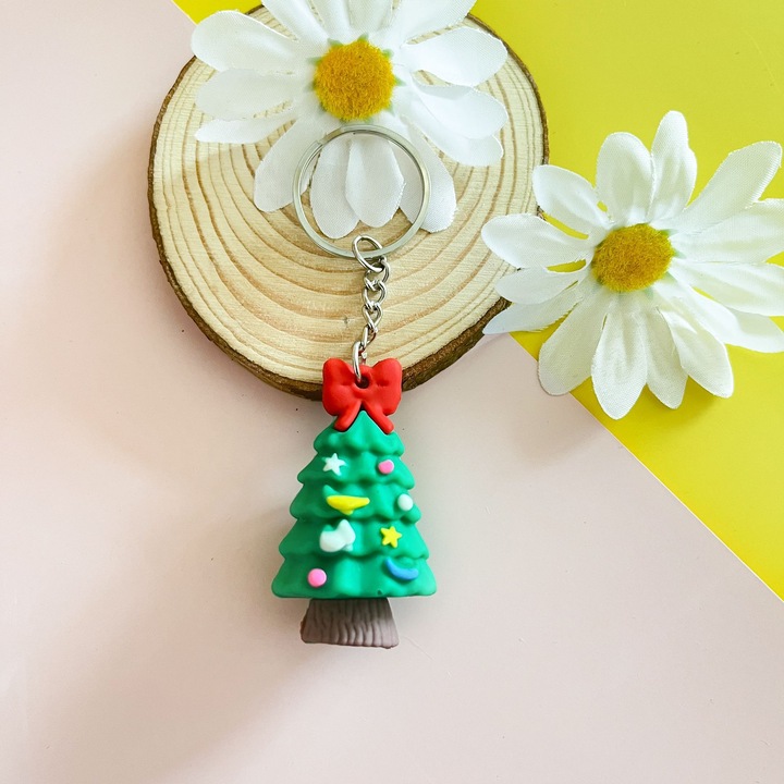 Decoratiune de craciun pentru chei, brad, cadou mic, cerb, papa Noel