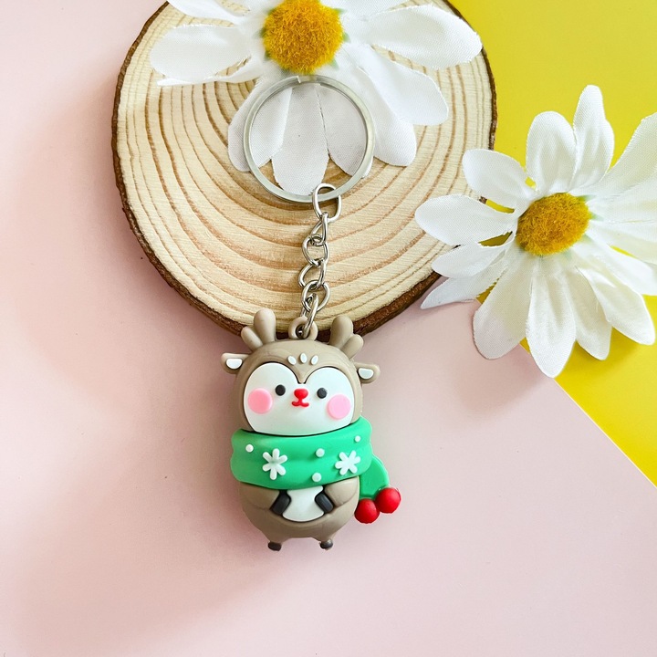 Decoratiune de craciun pentru chei, brad, cerb, papa Noel, cadou mic