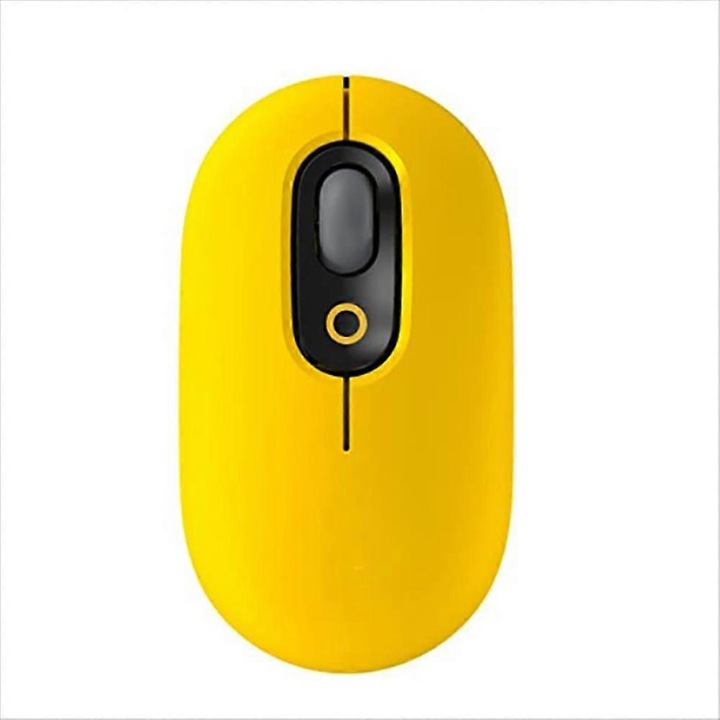 Mouse wireless Bluetooth, 4 butoane, galben, dimensiuni mici