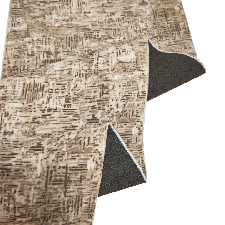 Traversa Antiderapanta Ada, Bej cu Maro, Abstract, Poliester, 80 x 400 cm
