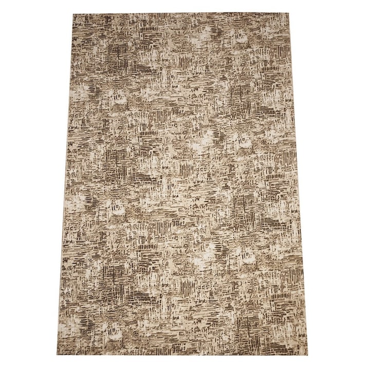 Covor Antiderapant Ada Abstract, Bej cu Maro, 80x150cm, Poliester, Grosime 8mm