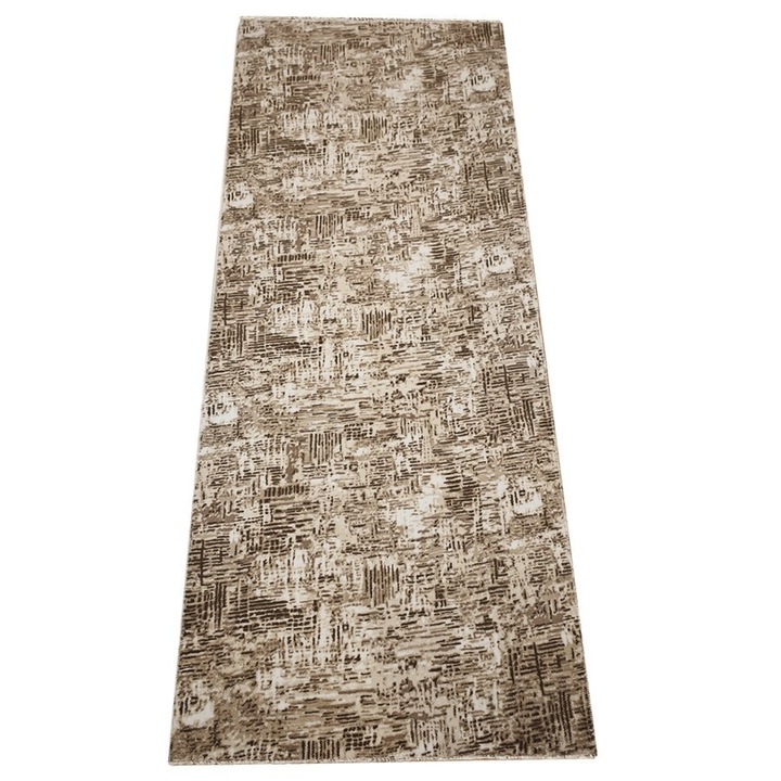 Covor Antiderapant Ada Abstract, Bej cu Maro, Poliester, 60 x 240 cm