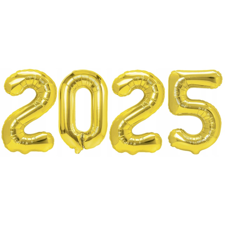 Set baloane foliowe cifra 2025, PartyPro, aurii, 100cm