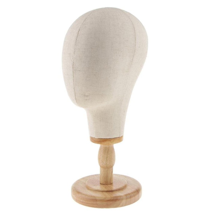 Cap de manechin pentru peruci 22", material panza, 40x14x19cm, circumferinta cap 54cm