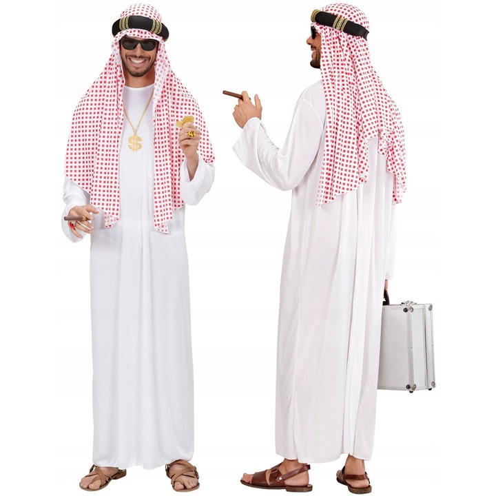 Costum carnaval, WIDMANN, Design arab, Alb / Rosu, S