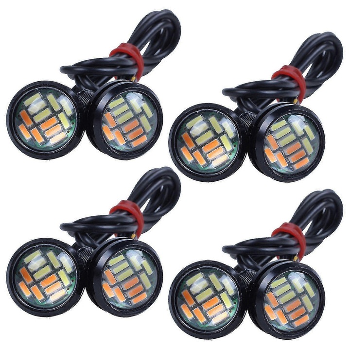 Set 8 becuri LED dual color Eagle Eye, alb si galben, 12V, 2.3cm