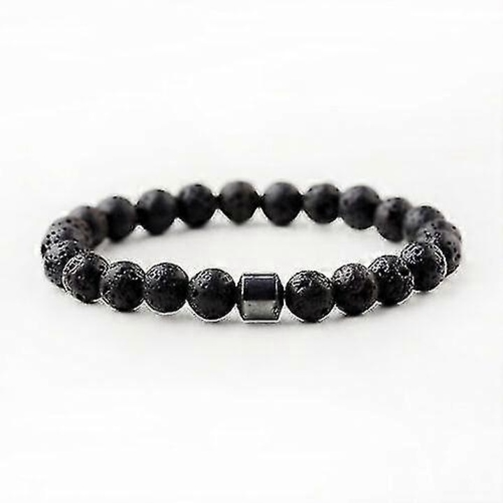 Bratara terapeutica antitutun, detoxifiere plamani, 8mm, neagra