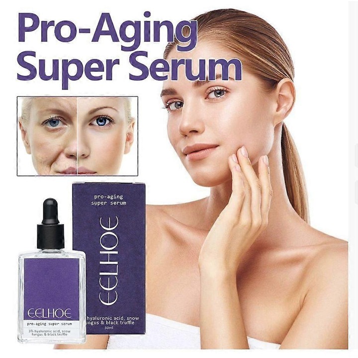 Серум за лице Pro Aging Super, 3% Хиалуронова киселина, Подобрява еластичността, Хидратира, 30мл