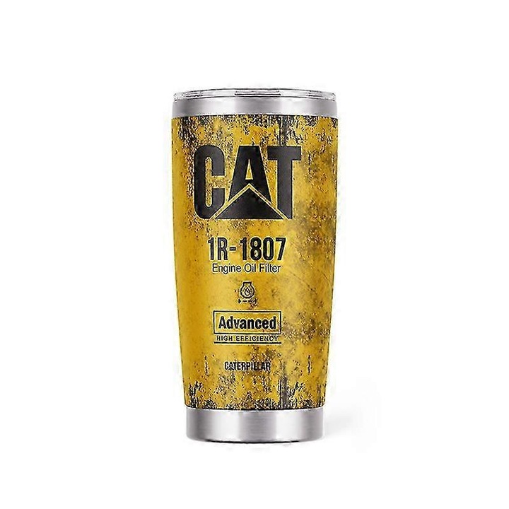 Cana termos, 20oz, din inox, perete dublu, galben inchis