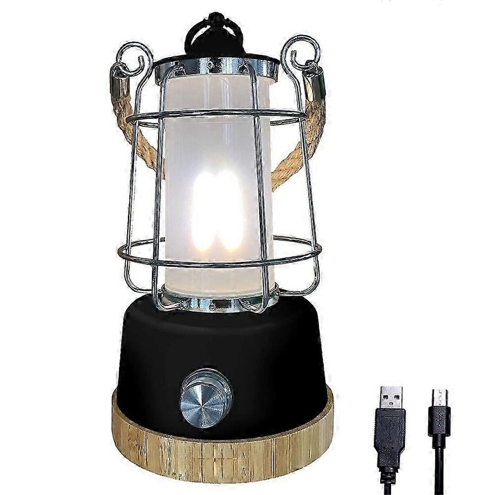 Lampa camping retro Skandika Kiruna, dimabila, wireless, cu power bank