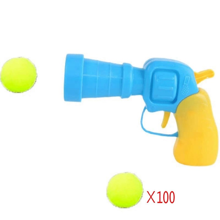 Set arme de jucarie, mini blastere cu bile din plus, 100 bile, albastru, 13x10cm