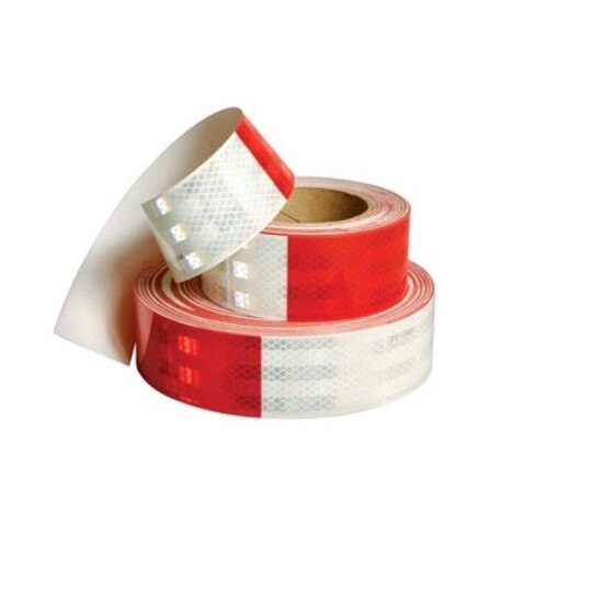 Banda refectorizanta Rosu - Alb tip fagure 5cm X 50m