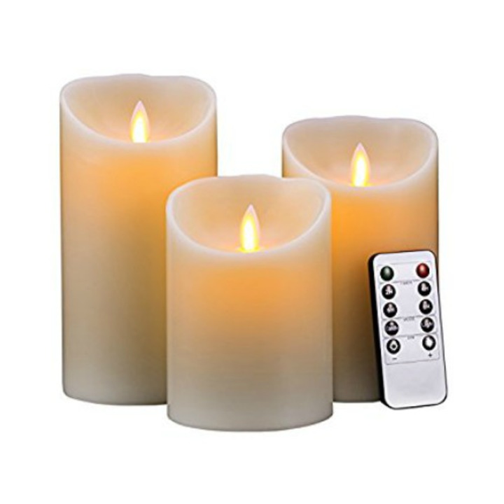 Set 3 lumanari led ivory