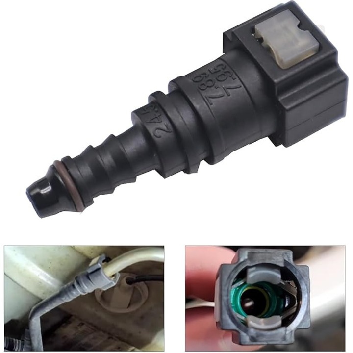 Conector Rapid 7.89 ID6 Super Trends® Pentru Conducta De Combustibil Auto Universal Drept Negru, Racord Combustibil 7.89mm Compatibil Cu Majoritatea Marcilor Auto, Furtun Benzina Motorina, Piesa Conectare Rapida Sistem Alimentare