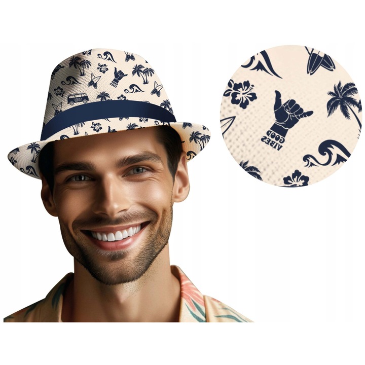 Лятна шапка, Гирка, крем/тъмносин