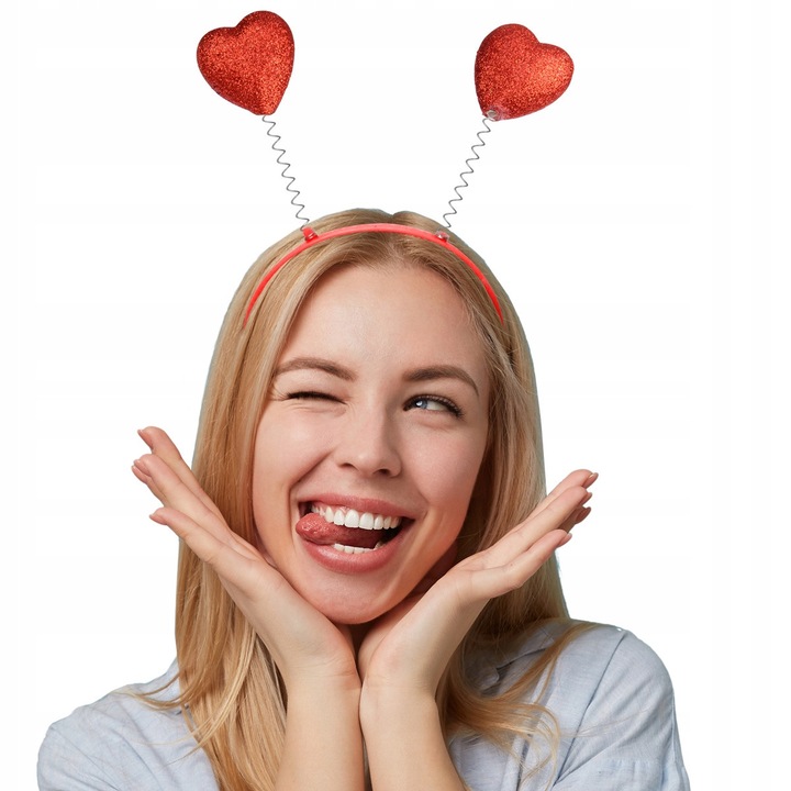 Лента за коса със сърца, ARPEX, червен