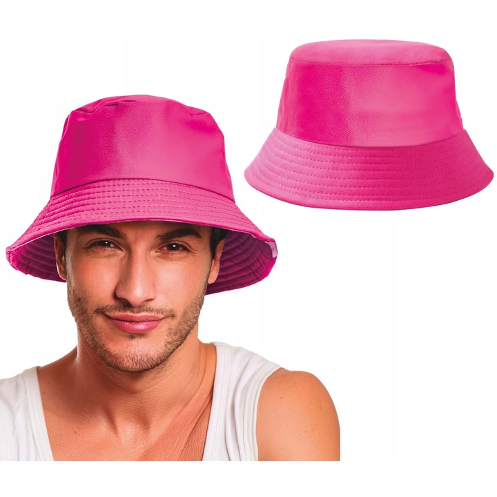 Caciula bucket hat, Guirca, roz, neon, unisex, stil disco, 80s