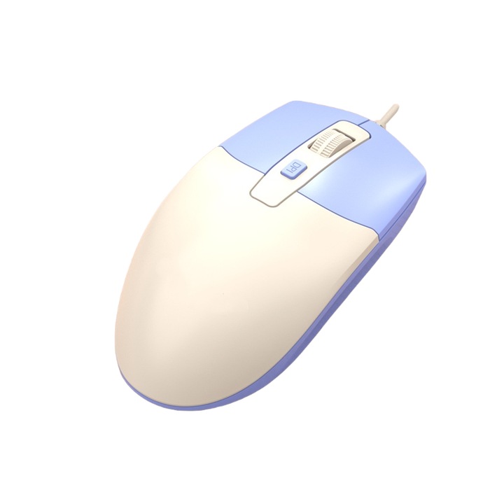Vezetékes egér, 3 DPI beállítás, gyors válaszidő, alacsony késleltetés, USB interfész, ergonomikus, plug and play, kék