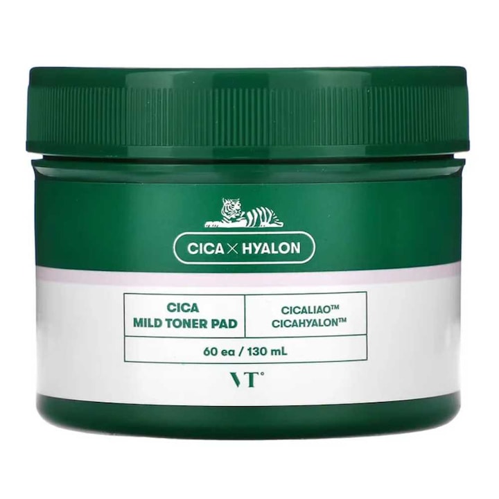 Toner párnák Centellával és szalicilsavval, VT Cosmetics Cica Mild Toner Pad – gyengéd hámlasztásra és a bőr nyugtatására, 60 darab