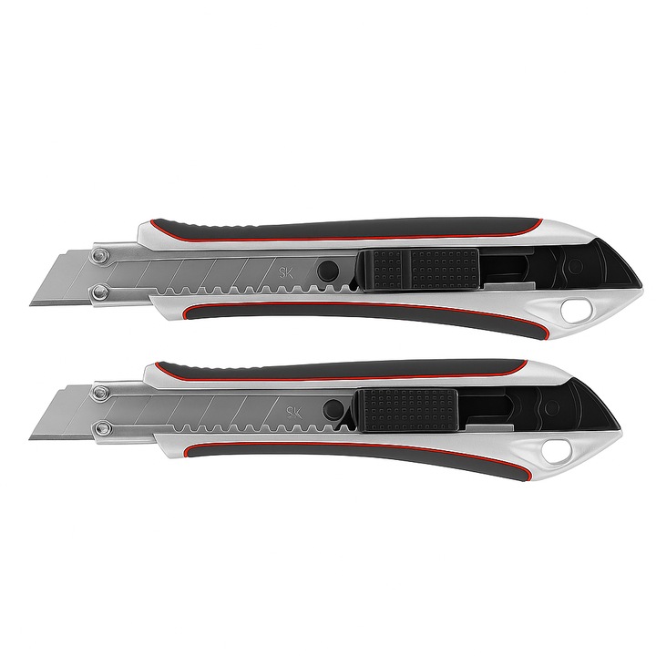 Set 2 Cuttere Heavy Duty sistem automat integrat pentru schimbarea lamelor, sistem blocare automata si 3 lame din otel special