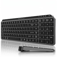 Tastatura Fara fir NETSTAT®️, Tastatura Slim 16mm, Tastatura Bluetooth, Tastatura Pc, Multi-Device 3 conexiuni, Autonomie 250h, Tastatura Wireless, 105 Taste Full-Size, 1000Hz, Portabila, USB Type-C, Reincarcabila 400mAh, Windows, Tastatura Tv, Negru