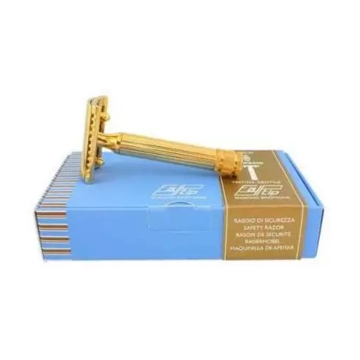Aparat de ras clasic Fatip Gold Gentile, pieptene închis