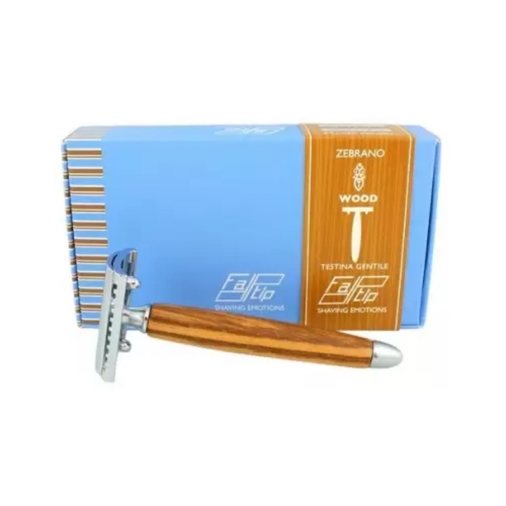 Aparat de ras clasic Fatip Zebrano Wood ''Gentile'' Double Edge, pieptene închis
