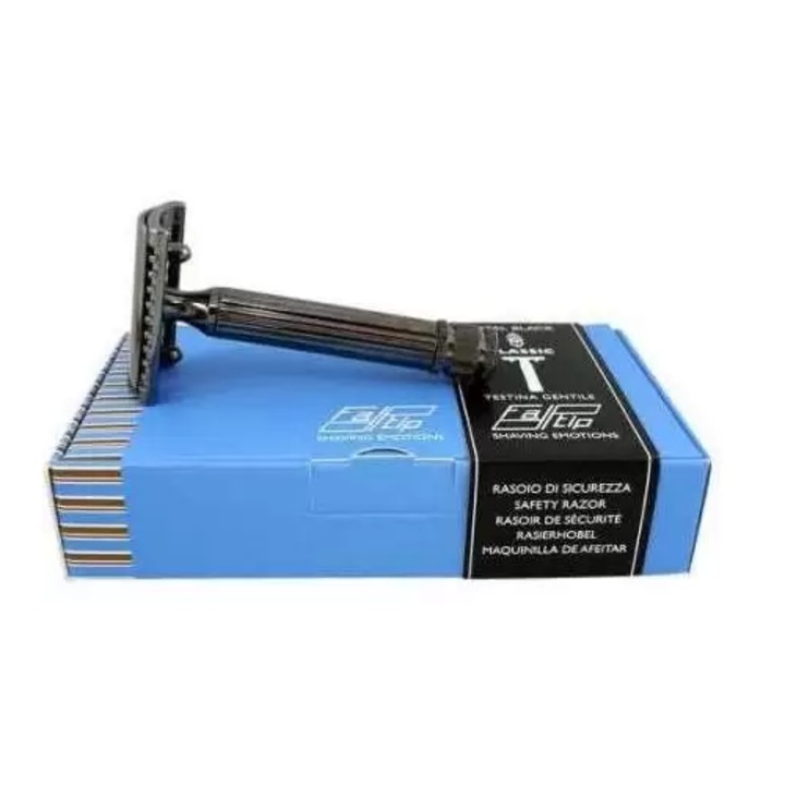 Aparat de ras clasic Fatip Nero Gentile, pieptene închis