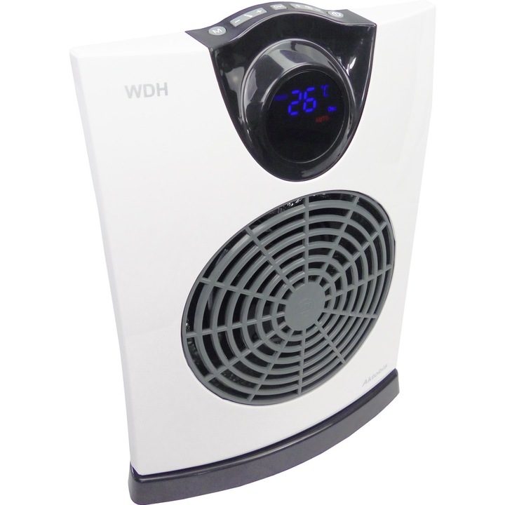 Aeroterma electrica WDH-E20, 2 kW, termostat, alb, 35,6x25,5x14,5 cm