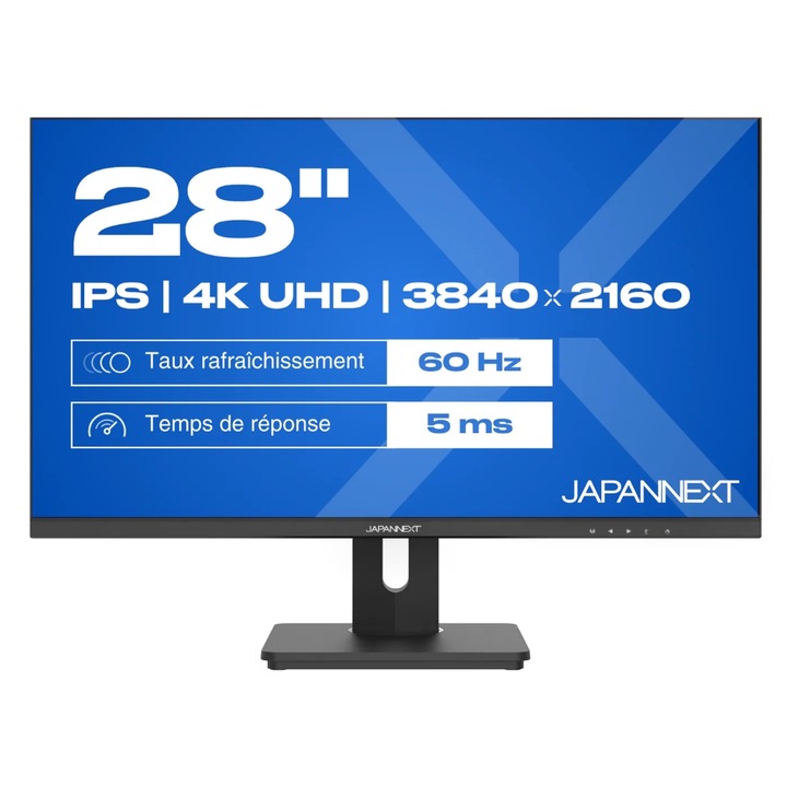 IPS LED monitor JAPANNEXT 28" JN-IPS280UHD60F-C65W-HSP, UHD 3840 x 2160, HDMI, DisplayPort, Hangszórók, Pivot Fekete