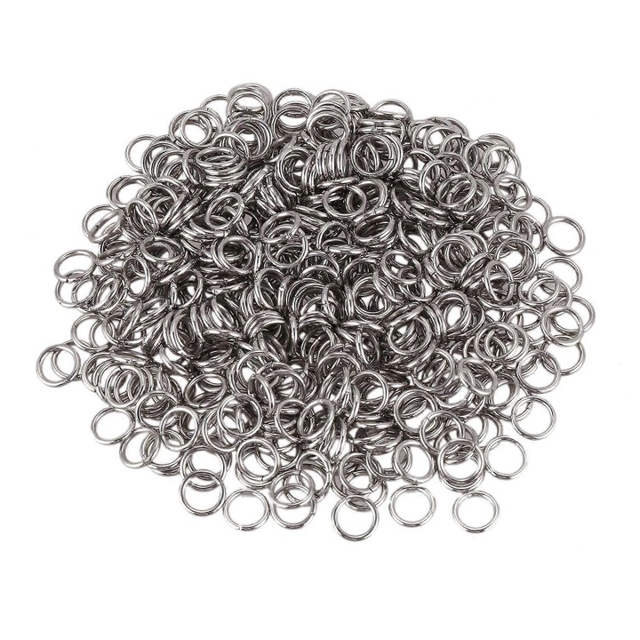 Set 500 inele de legatura din otel inoxidabil, 7mm, argintii, grosime 1mm