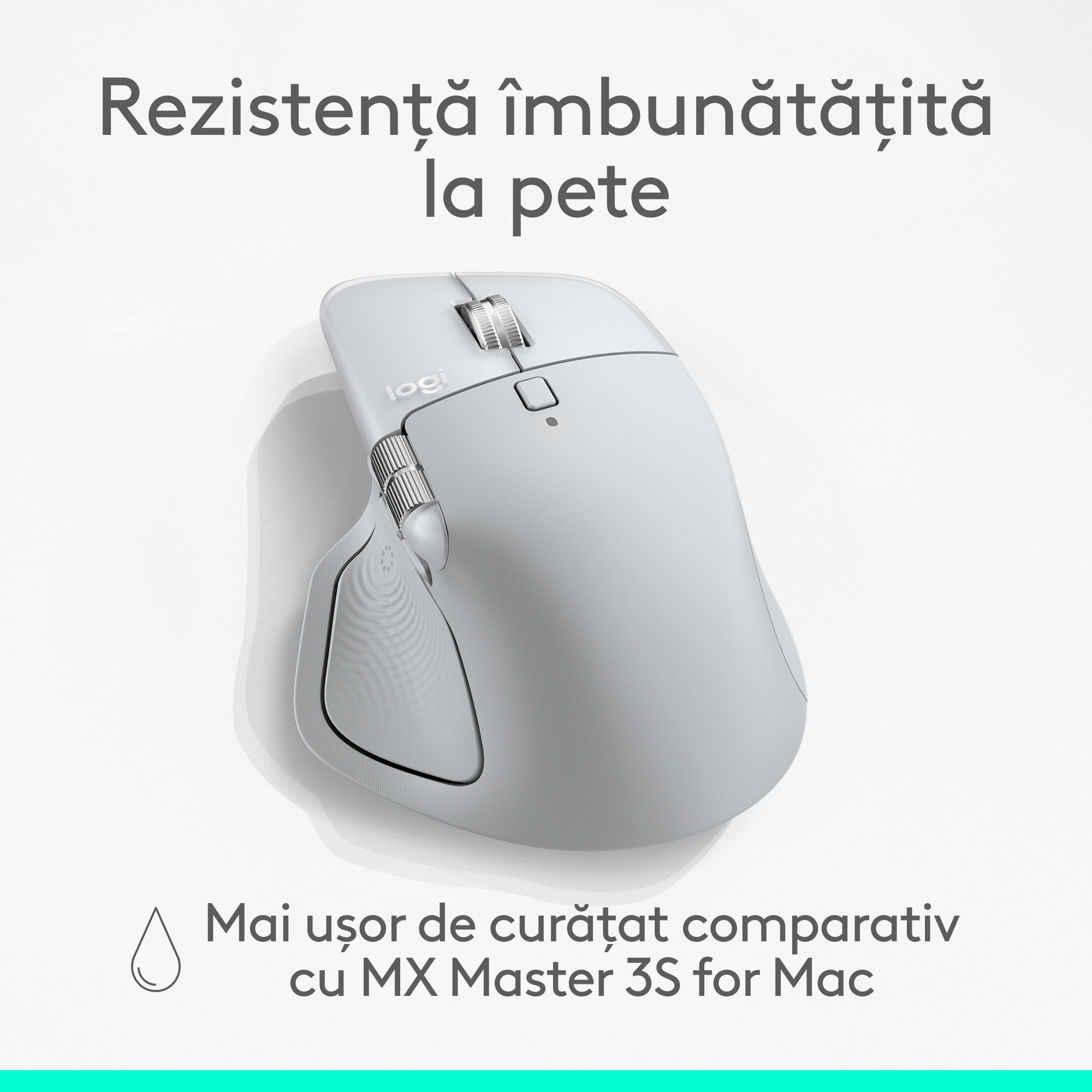 Mouse Wireless Logitech MX Master 4 for MAC, Silent, USB, BT, White Silver